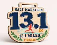 Load image into Gallery viewer, Half Marathon Medal - Colour 13.1 Mile Design
