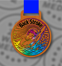 Load image into Gallery viewer, Wooden Colour Backstroke Medal – 65mm Sustainable Design, Made in the UK