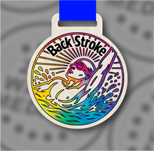 Load image into Gallery viewer, Wooden Colour Backstroke Medal – 65mm Sustainable Design, Made in the UK