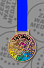 Load image into Gallery viewer, Wooden Colour Backstroke Medal – 65mm Sustainable Design, Made in the UK