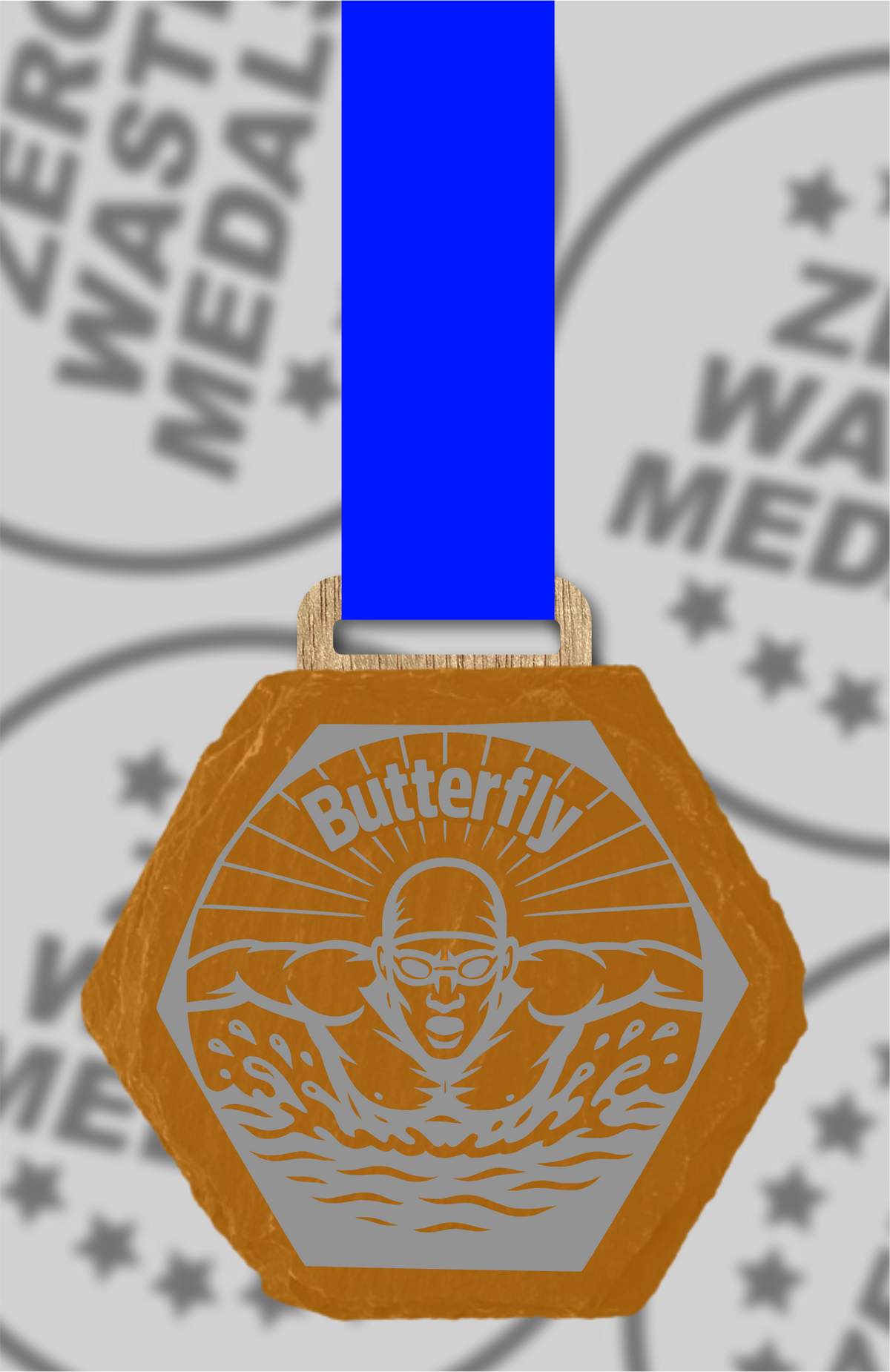 Slate Engraved Individual Butterfly Swimming Medal – 75mm Sustainable Design, Made in the UK (Copy)