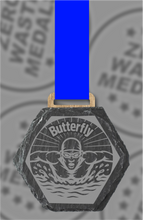 Load image into Gallery viewer, Slate Engraved Individual Butterfly Swimming Medal – 75mm Sustainable Design, Made in the UK (Copy)