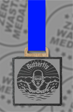 Load image into Gallery viewer, Slate Engraved Individual Butterfly Swimming Medal – 75mm Sustainable Design, Made in the UK (Copy)