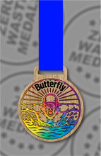Load image into Gallery viewer, Wooden Colour Butterfly Medal – 65mm Sustainable Design, Made in the UK