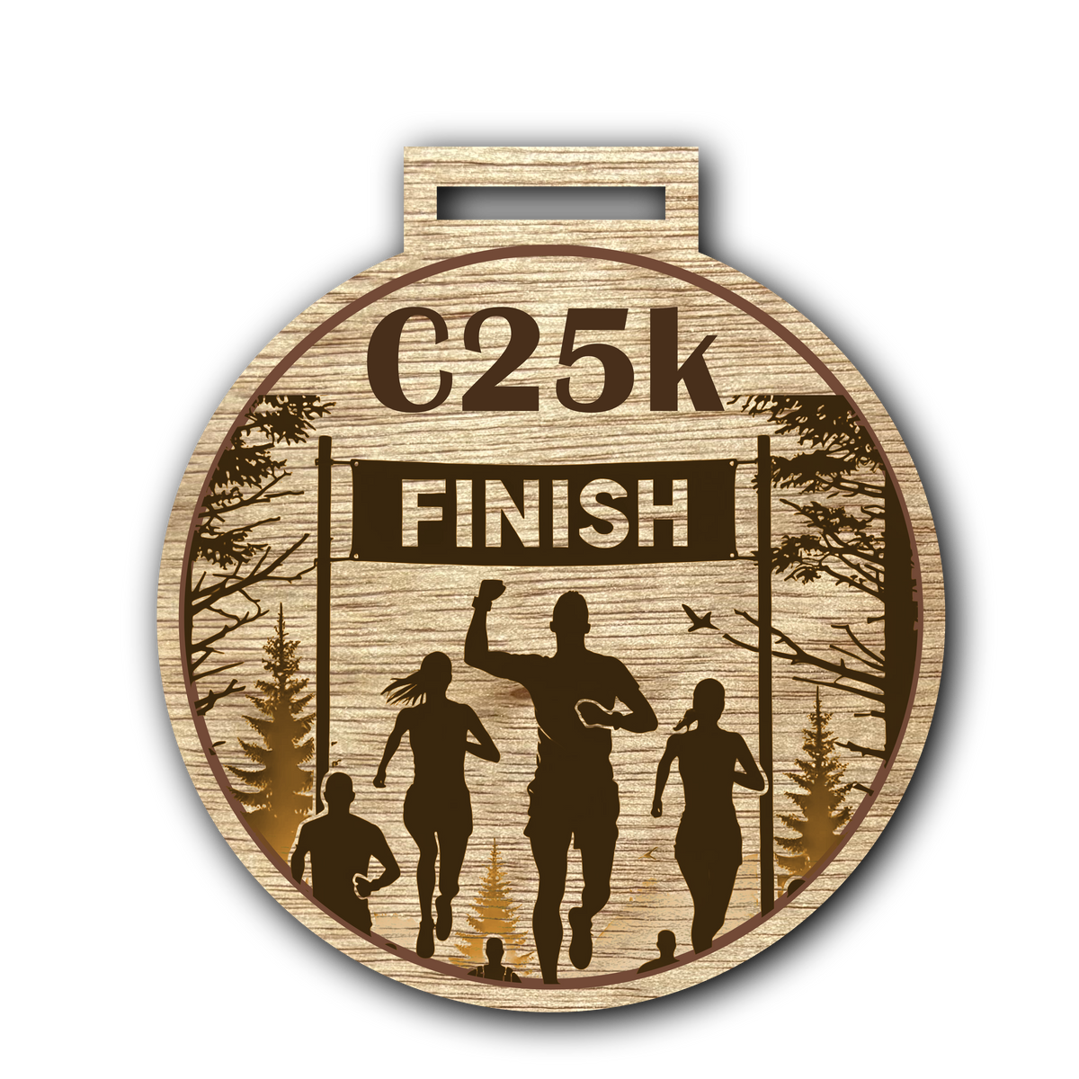 C25K Wooden Medal - Finish Line Design