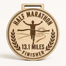 Load image into Gallery viewer, Half Marathon Medal - Solo Runner 13.1 Mile Design