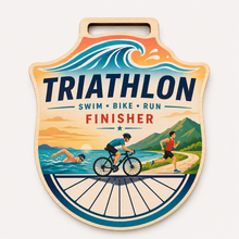 Load image into Gallery viewer, Triathlon Medal - Colour Wave Design