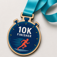 Load image into Gallery viewer, 10k Medal - Colour Finisher Stop Watch Design