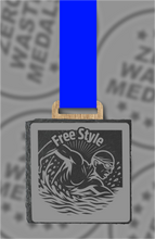 Load image into Gallery viewer, Slate Engraved Individual Free Style Swimming Medal – 75mm Sustainable Design, Made in the UK