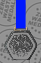 Load image into Gallery viewer, Slate Engraved Individual Free Style Swimming Medal – 75mm Sustainable Design, Made in the UK