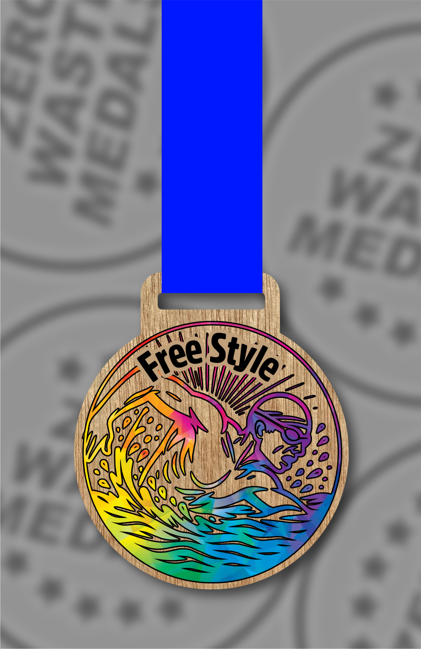 Wooden Colour Freestyle Medal β 65mm Sustainable Design, Made in the UK
