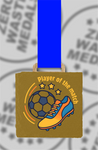Load image into Gallery viewer, Gold Spray-Painted Colour Printed Slate Football Medals – Hexagon, Square & Circle