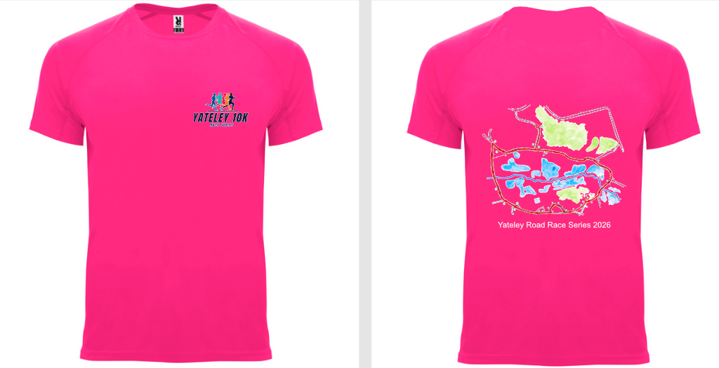 Yateley 10K 2026 Official Uni-Sex Pink Technical T-Shirt 🌳