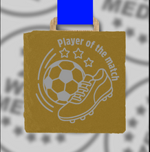 Load image into Gallery viewer, Gold Spray-Painted Engraved Slate Medals – Hexagon, Square & Circle Football Medals 20 Pack