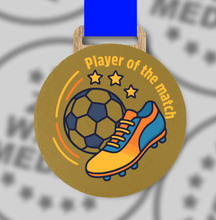 Load image into Gallery viewer, Gold Spray-Painted Colour Printed Slate Football Medals – Hexagon, Square & Circle 20 Pack