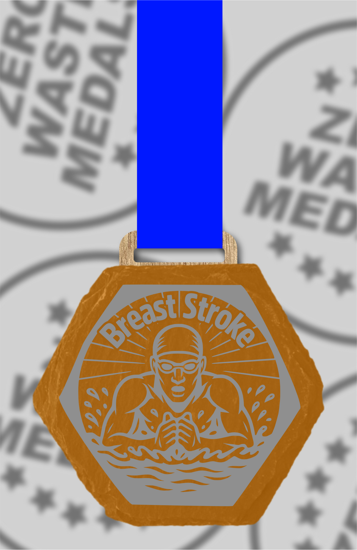 Slate Engraved Individual Breaststroke Swimming Medal – 75mm Sustainable Design, Made in the UK