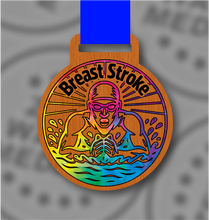 Load image into Gallery viewer, Wooden Colour Breaststroke Medal – 65mm Sustainable Design, Made in the UK