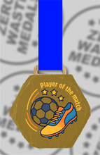 Load image into Gallery viewer, Gold Spray-Painted Colour Printed Slate Football Medals – Hexagon, Square & Circle
