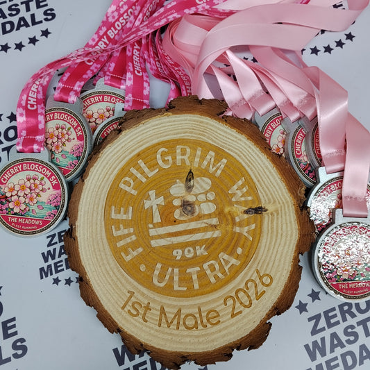 Cherry Blossom 5K Combined Wooden Medals & Log Slice Trophies