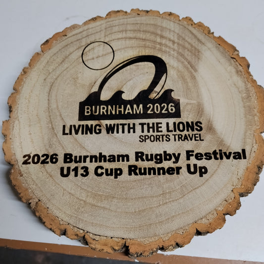 How Zero Waste Medals Created Wooden Trophy Log Slice Awards for the 2026 Burnham Rugby Festival