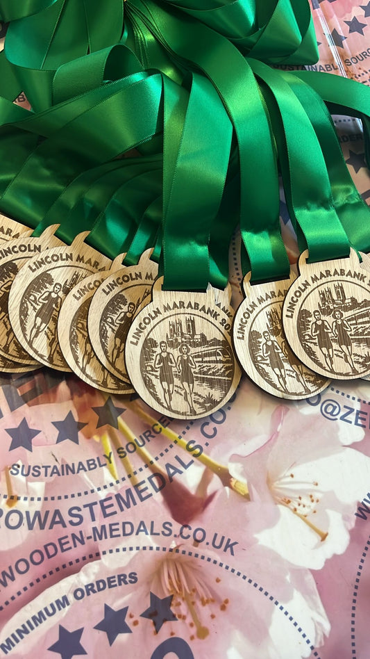 Lincoln Marabank 2025 running race engraved wooden medal