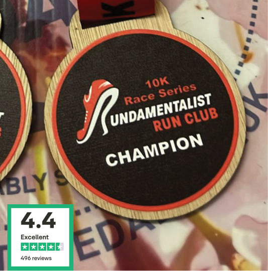 10K Race Series Fundamentalist Run Club Colour wooden medal