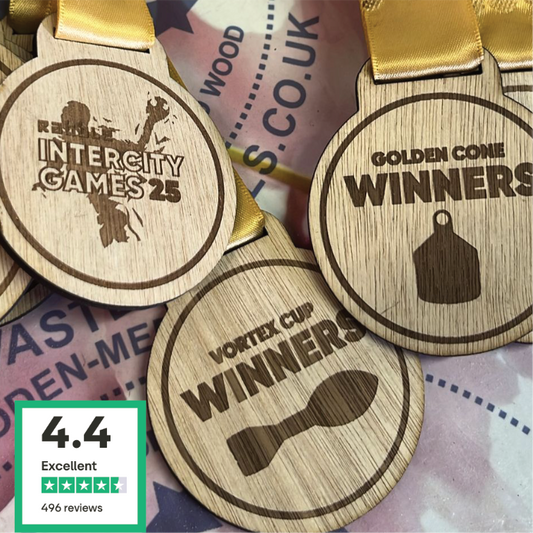 INTERCITY GAMES 25 VORTEX CUP sports competition engraved wooden medal