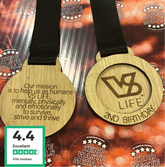 2ND BIRTHDAY VS LIFE community event engraved double layer wooden medal