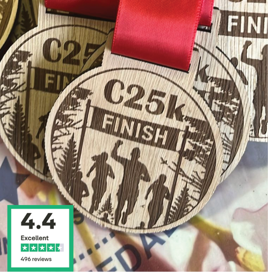 C25k running race engraved wooden medal event