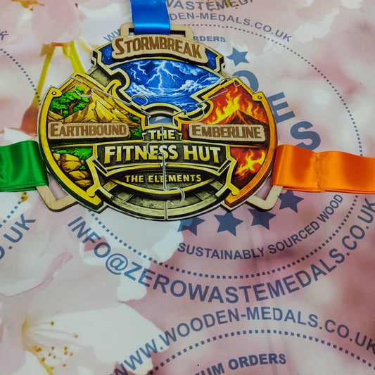 Stormbreak The Fitness Hut community event custom wooden medal