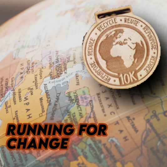 Image of wooden medals with laser engraved design for  world earth day