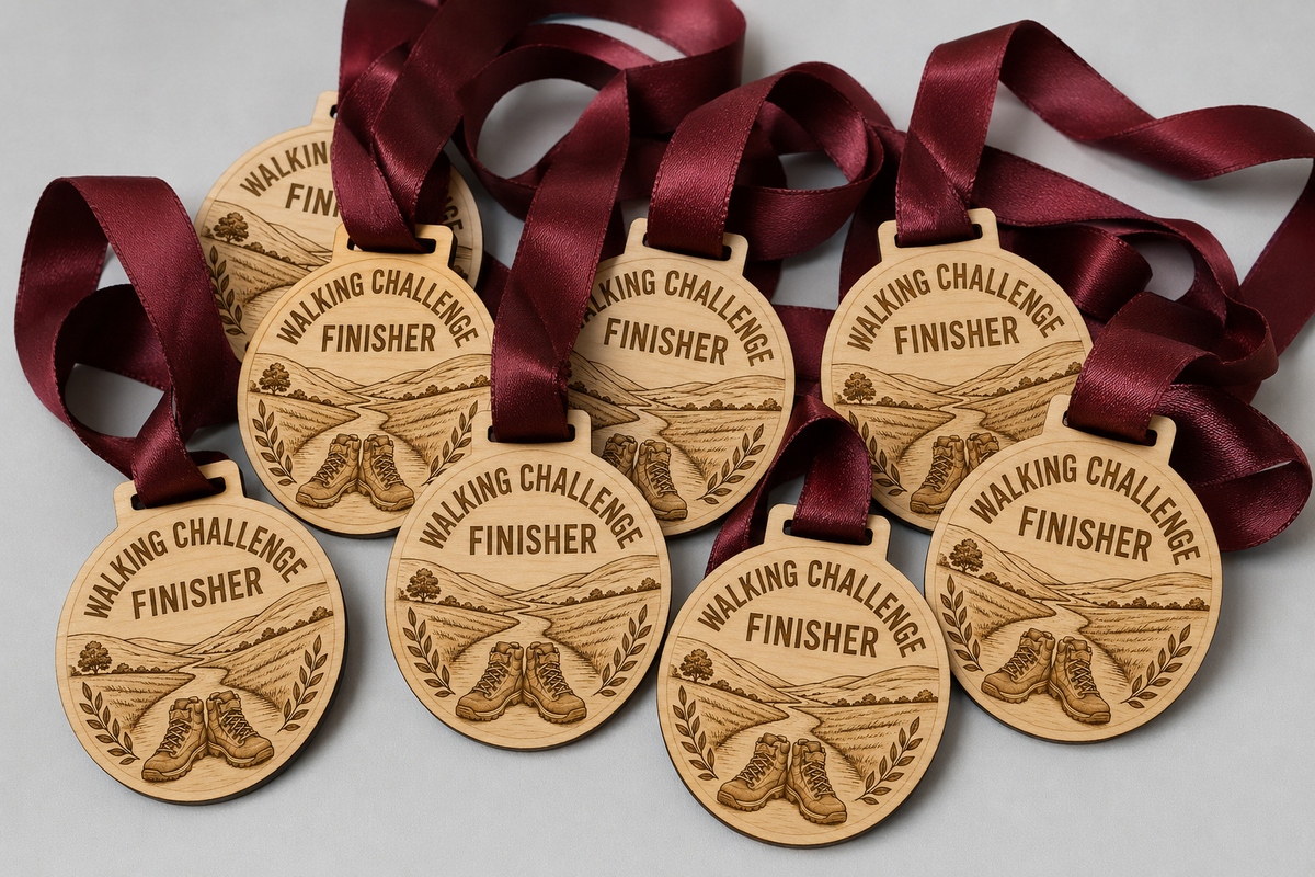 Walking Medal - Engraved River Boot Design