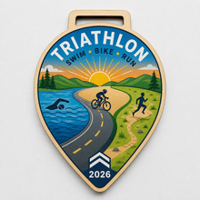 Load image into Gallery viewer, Triathlon Medal - Colour Scenic Design
