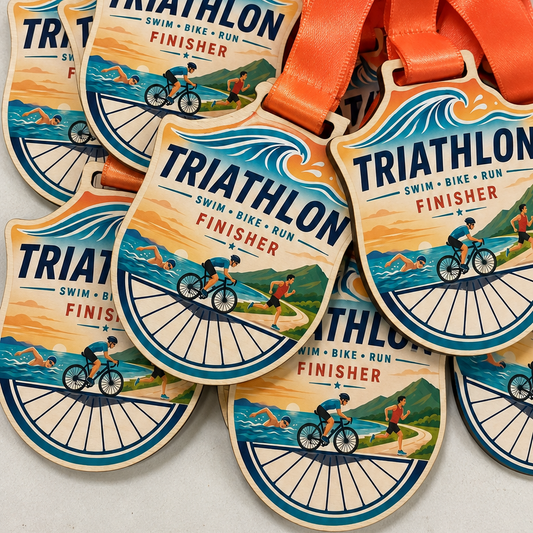 Triathlon Medal - Colour Wave Design