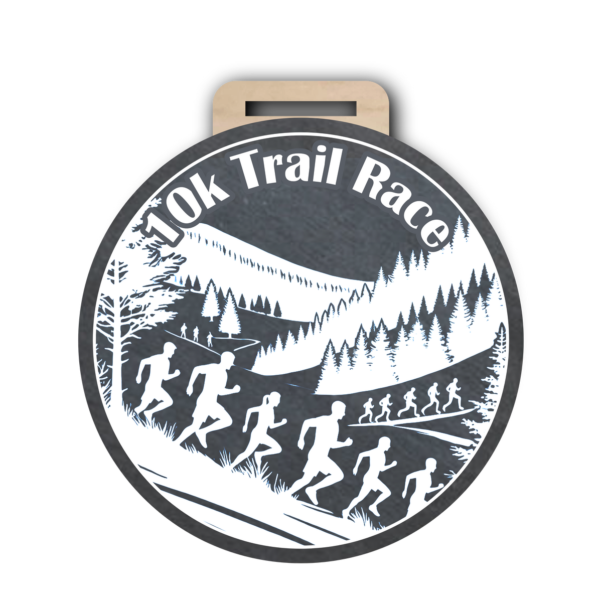 10k Medal Slate - Trail Running Design