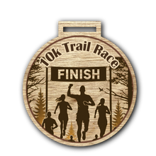 Load image into Gallery viewer, 10k Medal - Trail Race Finish Line Design
