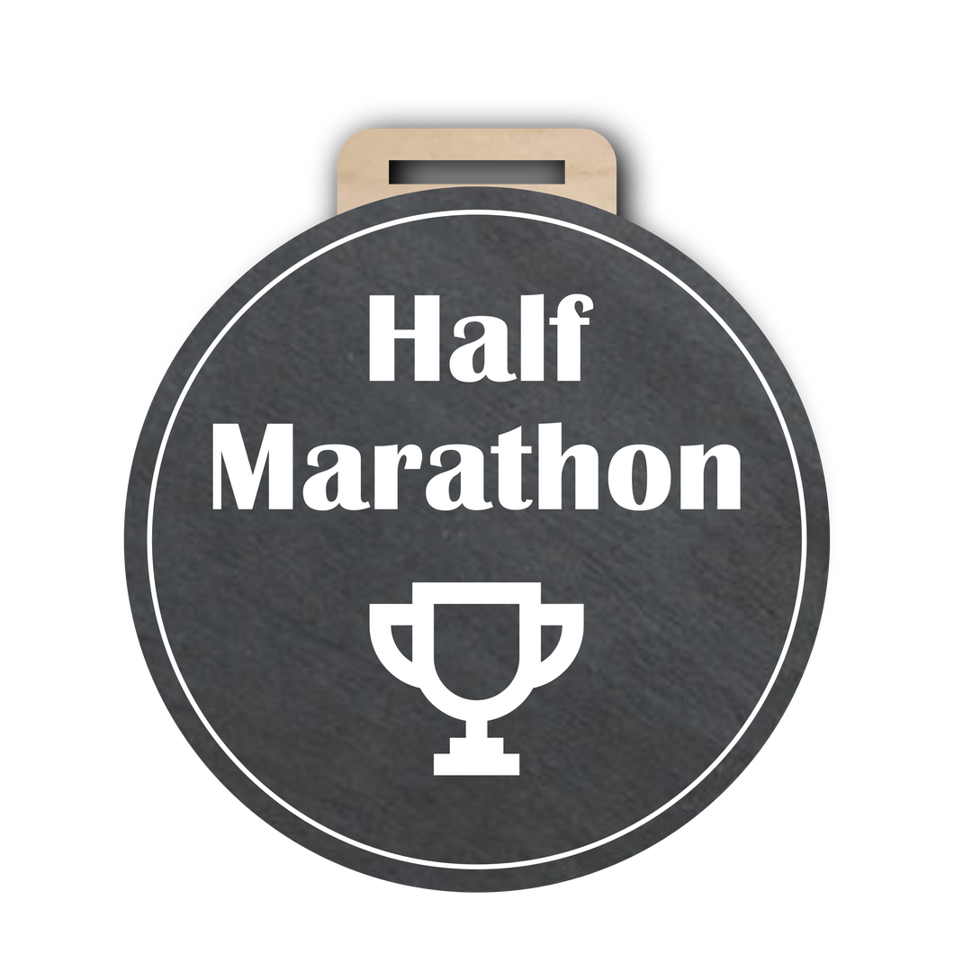 Half Marathon Trophy Medal Slate