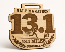 Load image into Gallery viewer, Half Marathon Medal - 13.1 Mile Design
