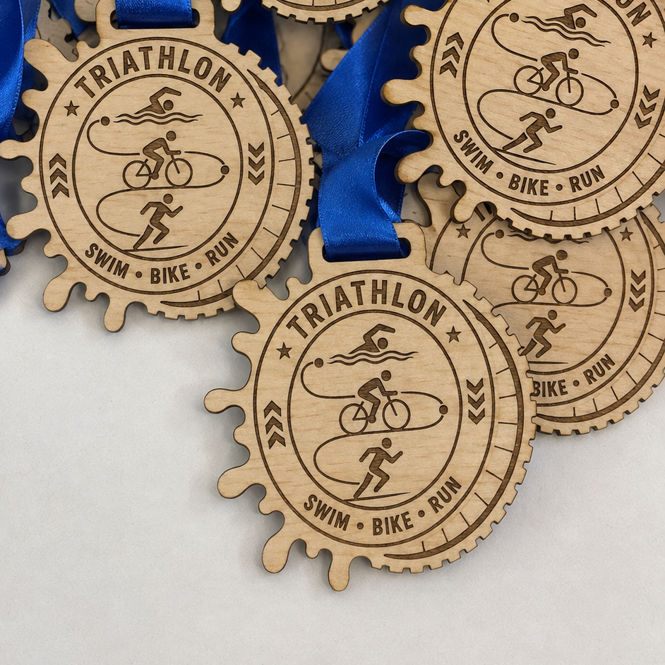 Triathlon Medal - Cog & Splash Design