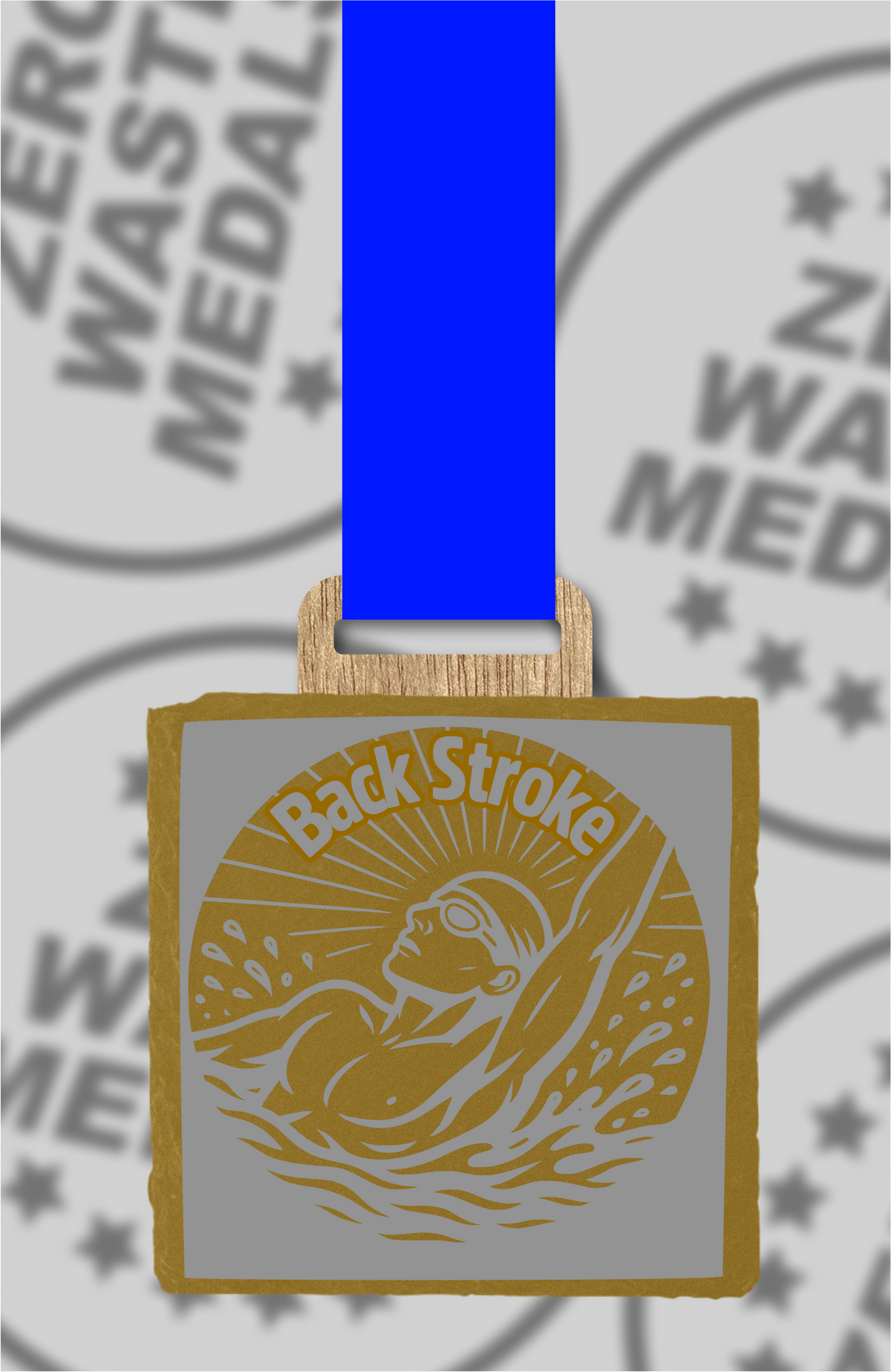 Slate Engraved Individual Back Stroke Swimming Medal – 75mm Sustainable Design, Made in the UK