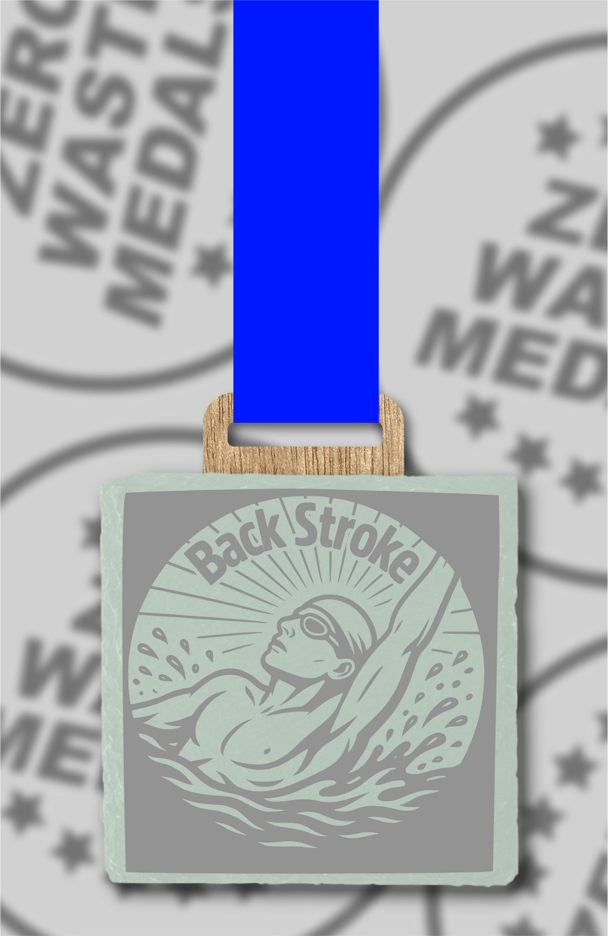 Slate Engraved Individual Back Stroke Swimming Medal – 75mm Sustainable Design, Made in the UK
