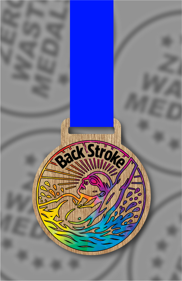 Wooden Colour Backstroke Medal – 65mm Sustainable Design, Made in the UK