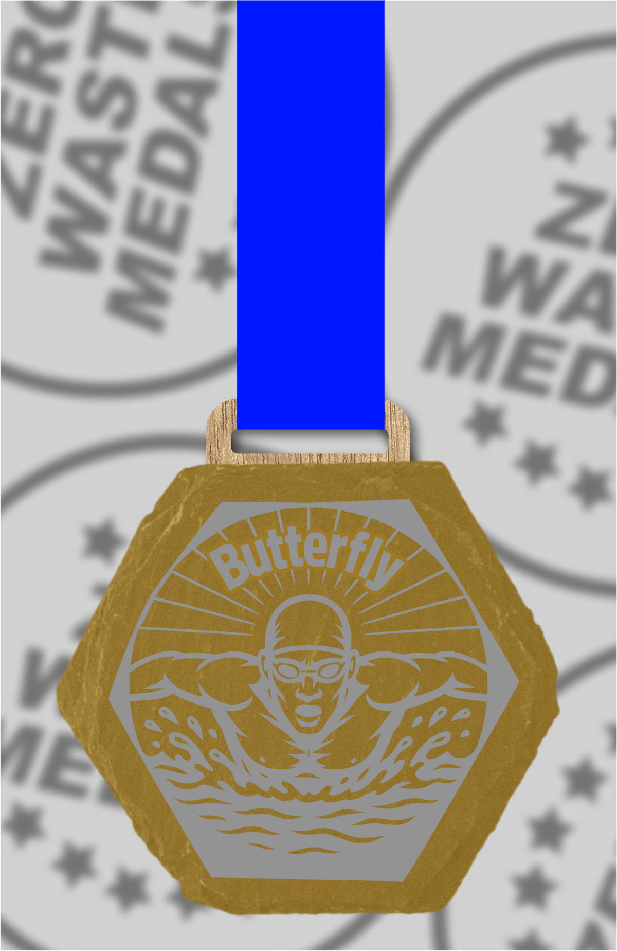 Slate Engraved Individual Butterfly Swimming Medal – 75mm Sustainable Design, Made in the UK (Copy)