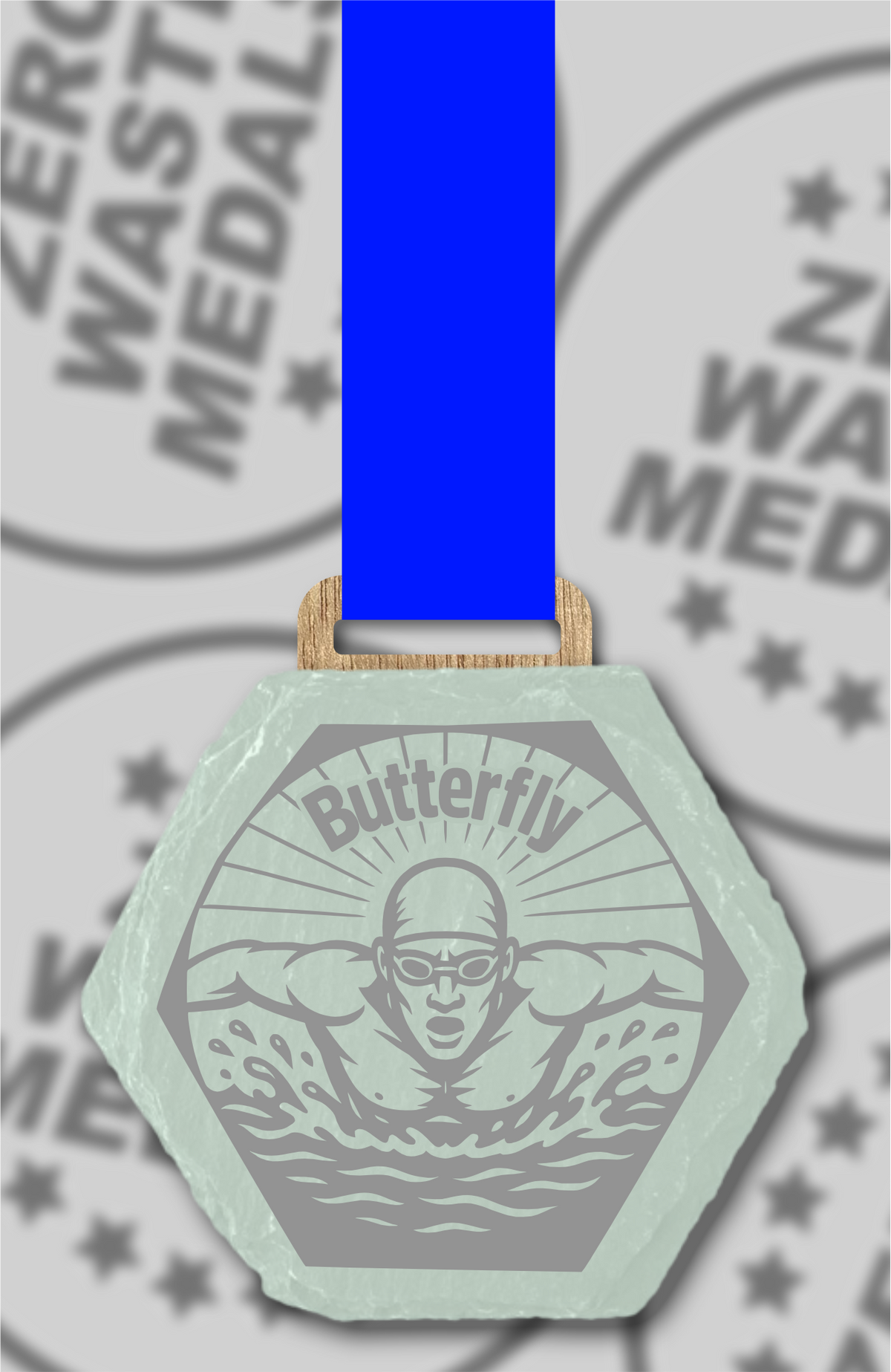Slate Engraved Individual Butterfly Swimming Medal – 75mm Sustainable Design, Made in the UK (Copy)