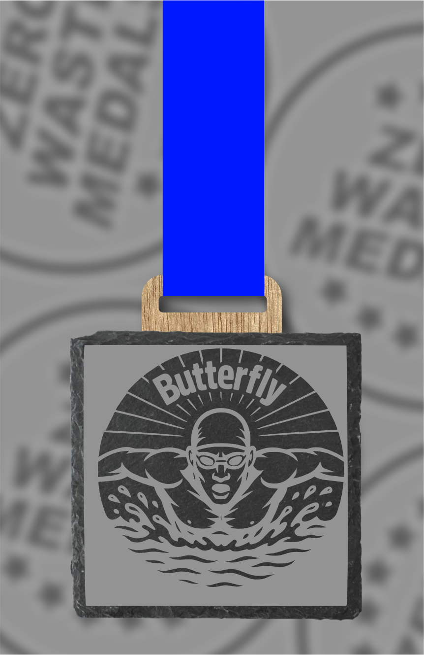 Slate Engraved Individual Butterfly Swimming Medal – 75mm Sustainable Design, Made in the UK (Copy)