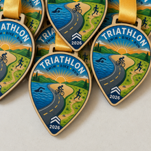 Load image into Gallery viewer, Triathlon Medal - Colour Scenic Design
