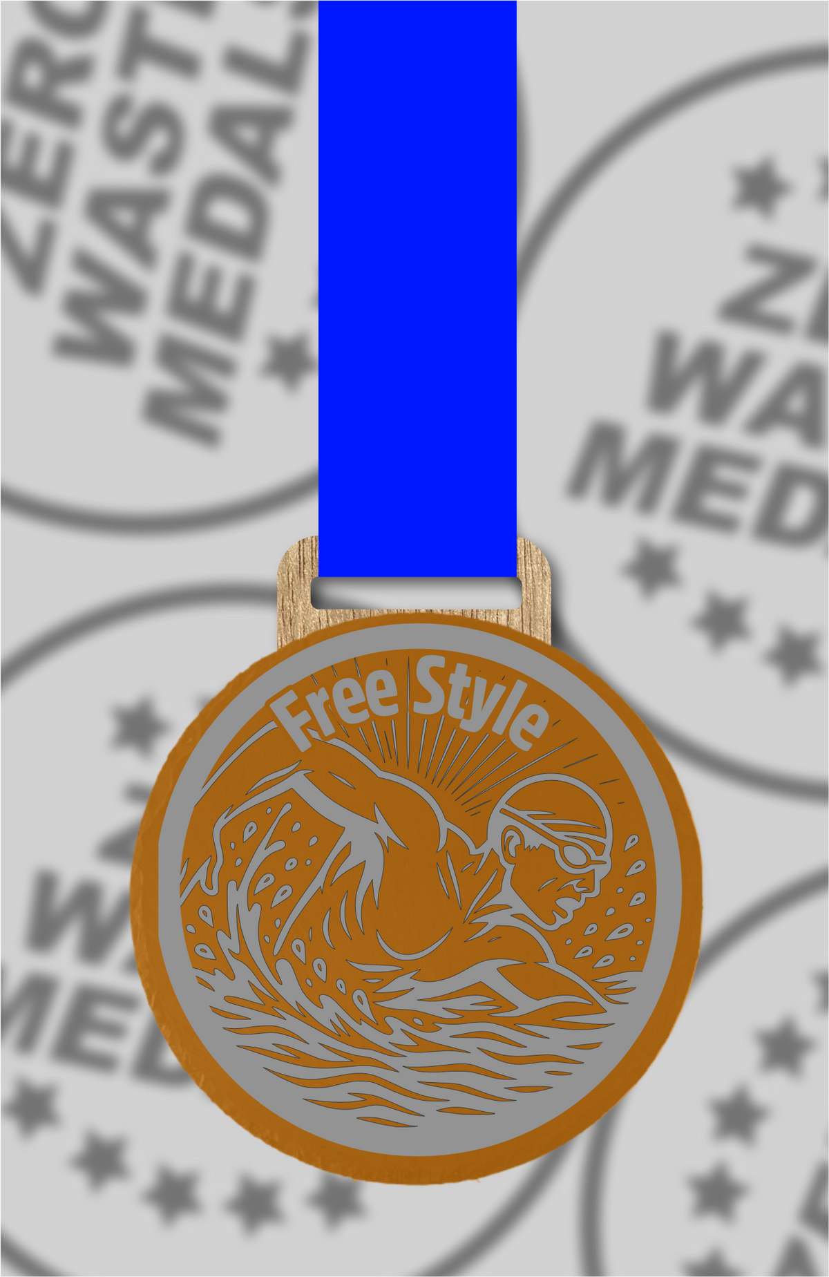 Slate Engraved Individual Free Style Swimming Medal – 75mm Sustainable Design, Made in the UK