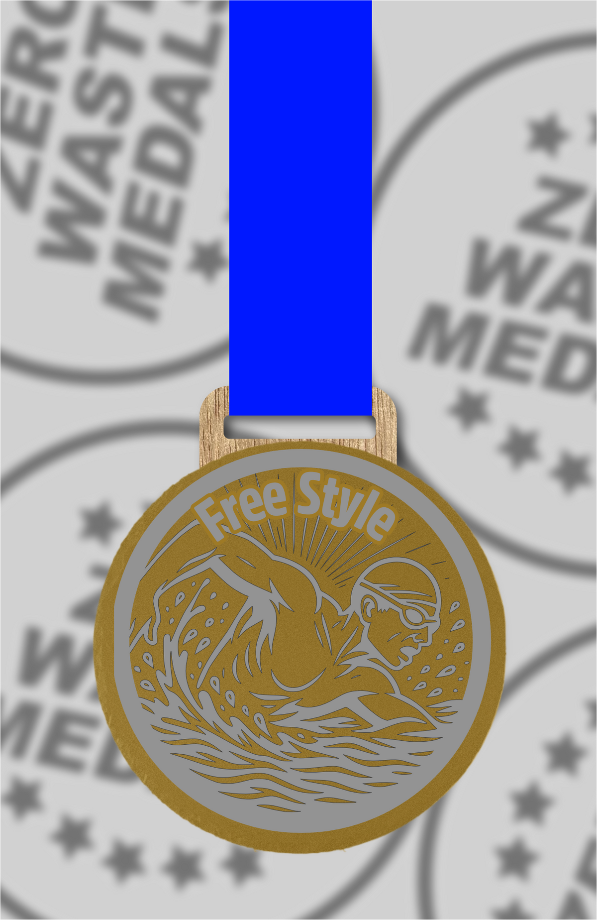 Slate Engraved Individual Free Style Swimming Medal – 75mm Sustainable Design, Made in the UK