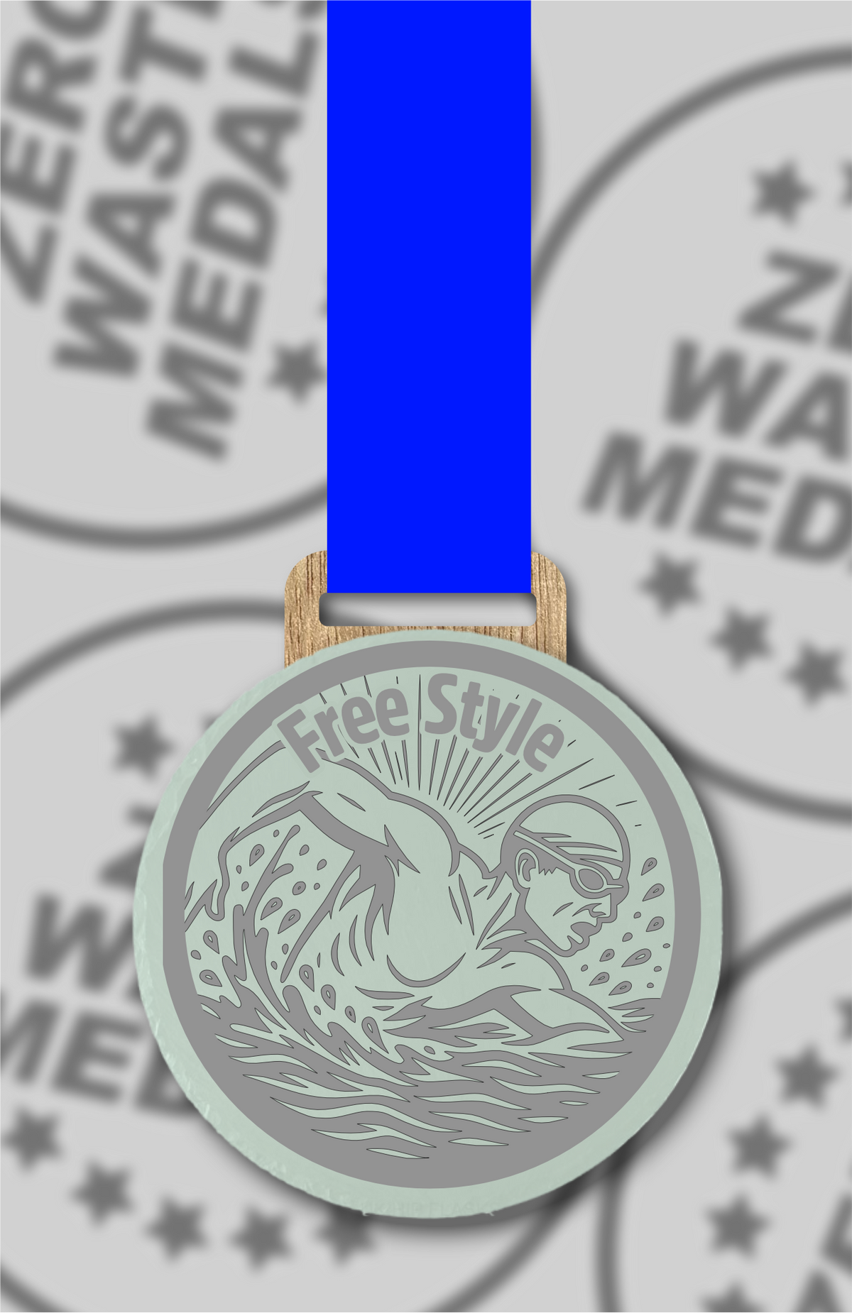 Slate Engraved Individual Free Style Swimming Medal – 75mm Sustainable Design, Made in the UK