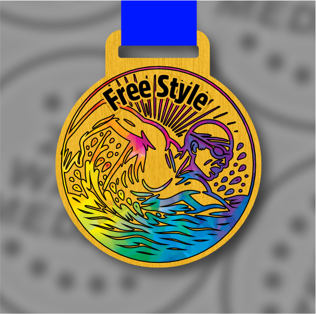 Wooden Colour Freestyle Medal – 65mm Sustainable Design, Made in the UK